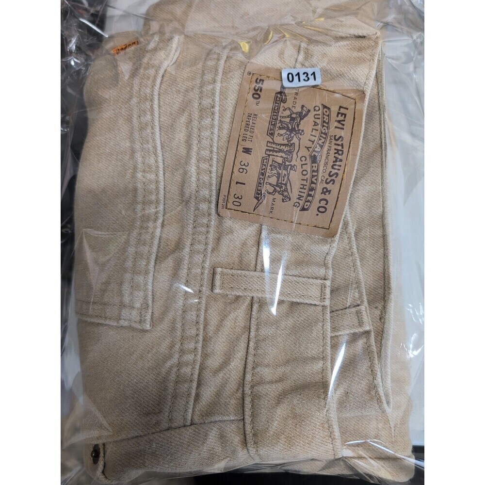 VTG 90s Levi's 550 Made in USA Orange Tab Relaxed Sandstone Tan Jeans 36x30 - Picture 14 of 14